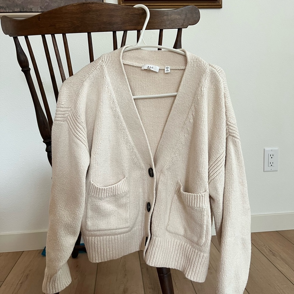 A.L.C. Ivory Ribbed Knit Top